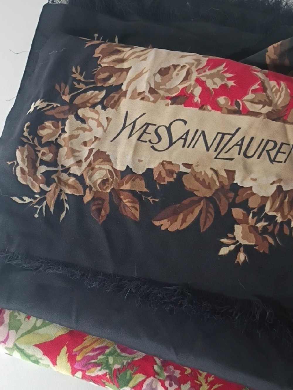 Yves Saint Laurent Spanish Silk Shawl Rare Vintage Scarf